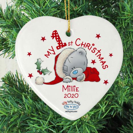 Personalised My 1st Christmas Me to You Ceramic Heart Decoration Extra Image 2